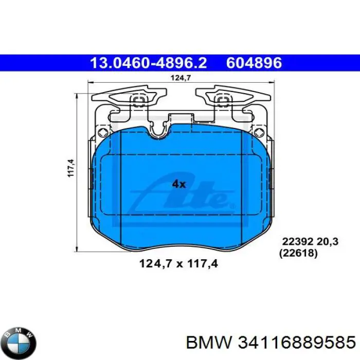Купити 34116889585 BMW Колодки гальмівні передні, дискові