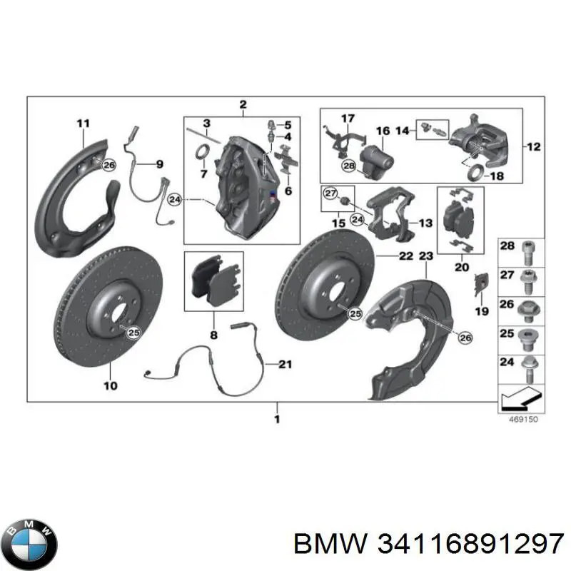 Купити 34116891297 BMW Супорт гальмівний передній лівий