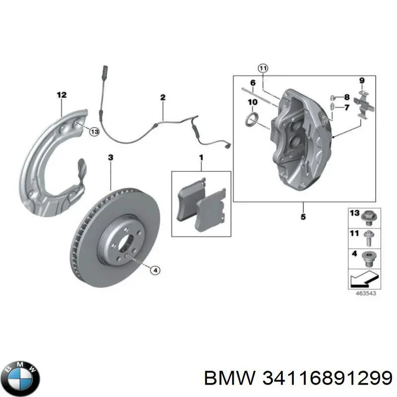 Супорт гальмівний передній лівий BMW 34116891299 ціна, від 380.79 USD