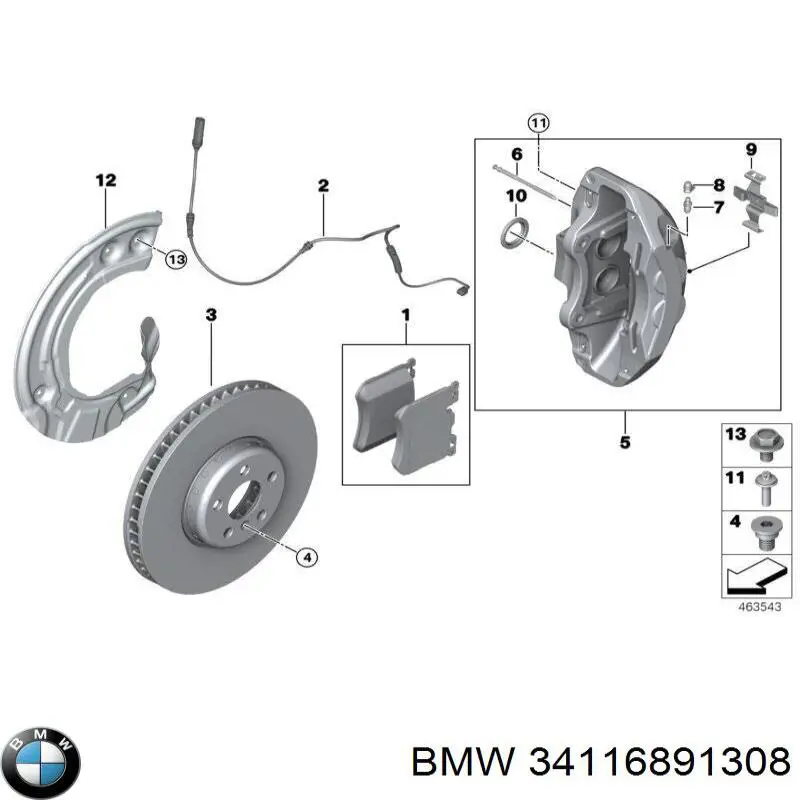 34116891308 BMW Супорт гальмівний передній правий