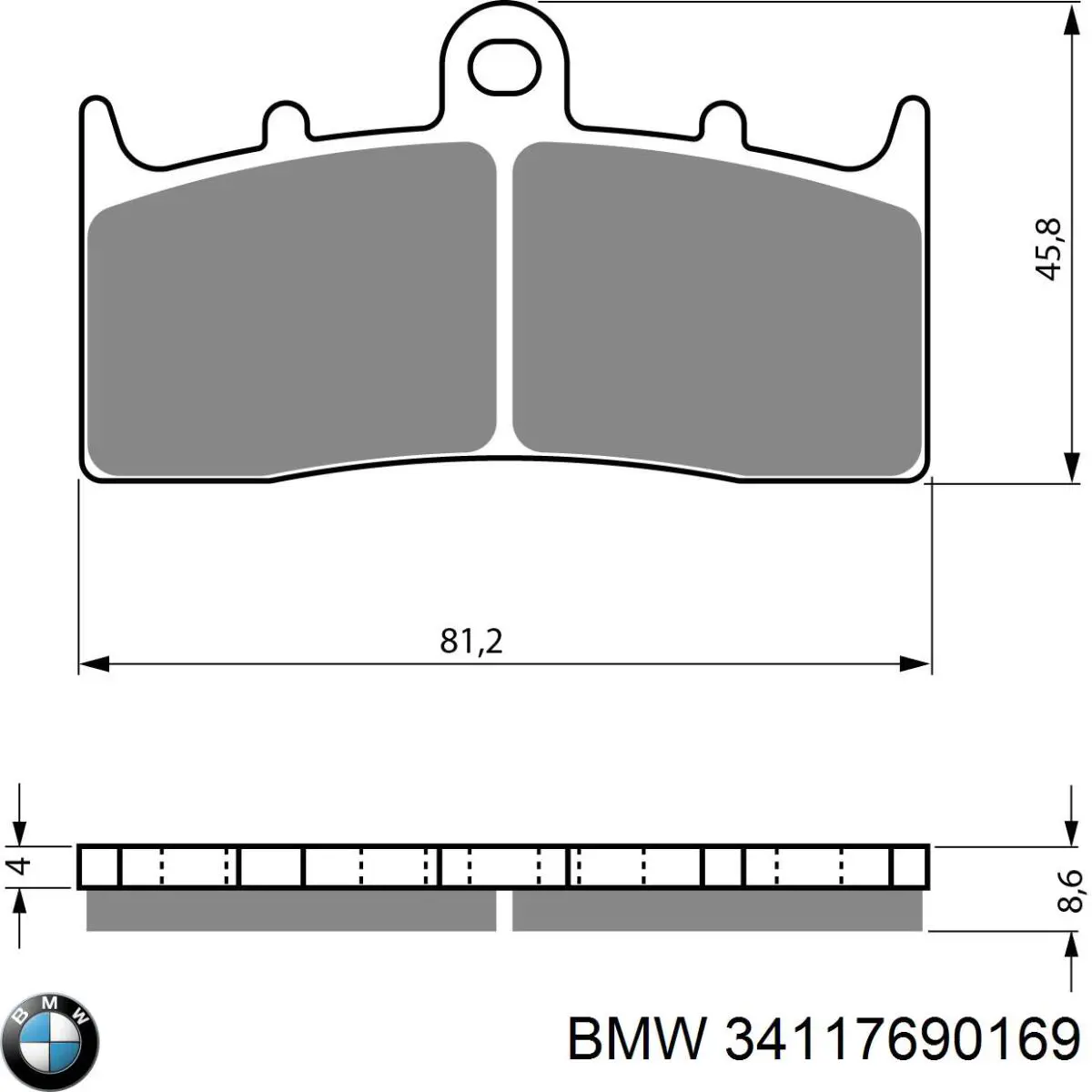 Колодки гальмівні передні, дискові 34117658386 BMW