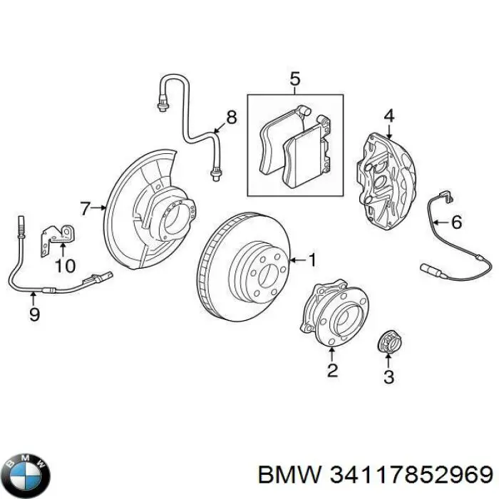 Купити 34117852969 BMW Колодки гальмівні передні, дискові