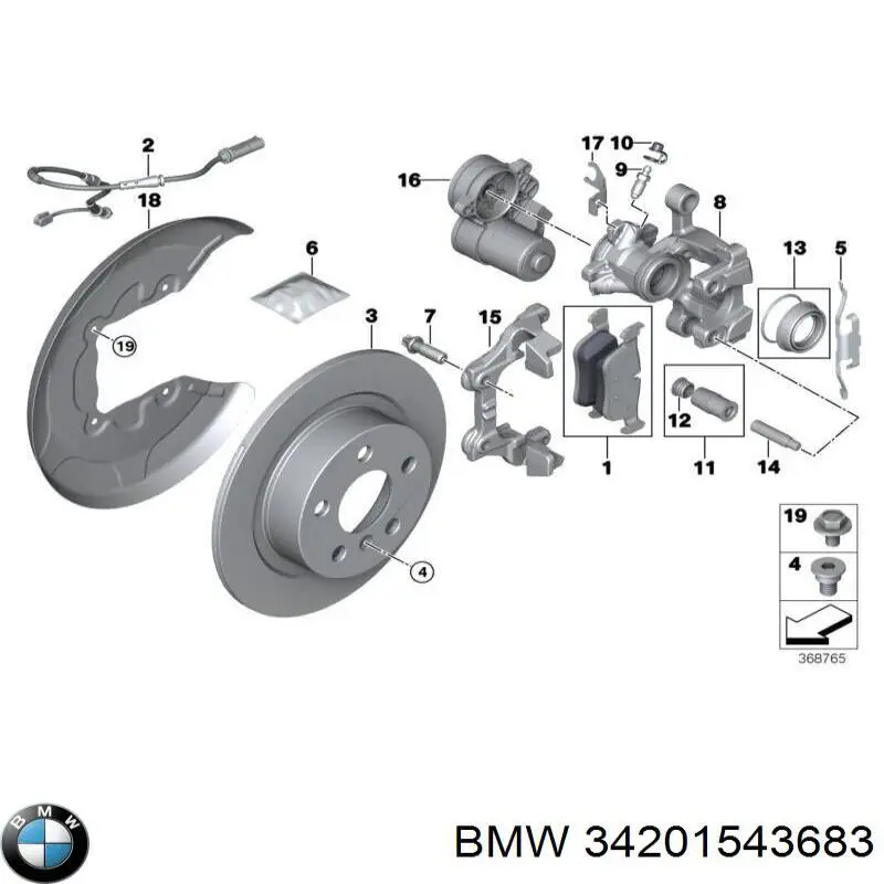 Задні гальмівні колодки 34201543683 BMW