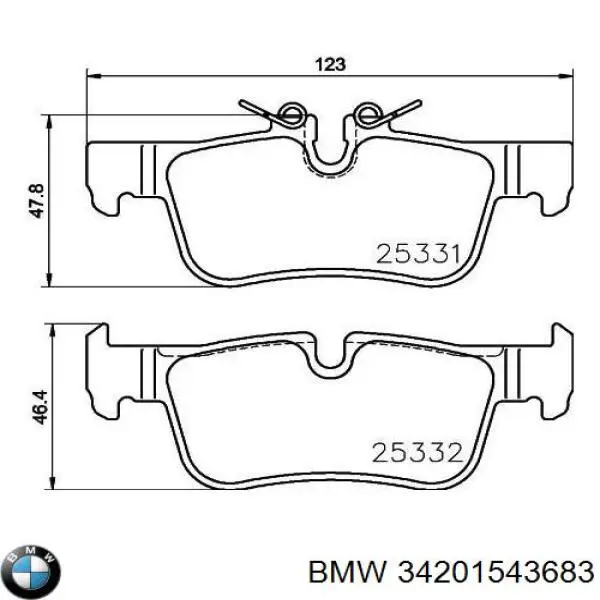 34201543683 BMW Колодки гальмівні задні, дискові