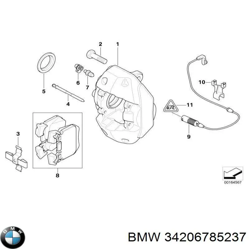 Супорт гальмівний задній лівий BMW 34206785237 ціна, від 671.84 USD