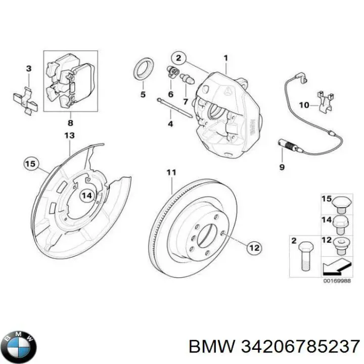 Супорт задній лівий 34206785237 BMW
