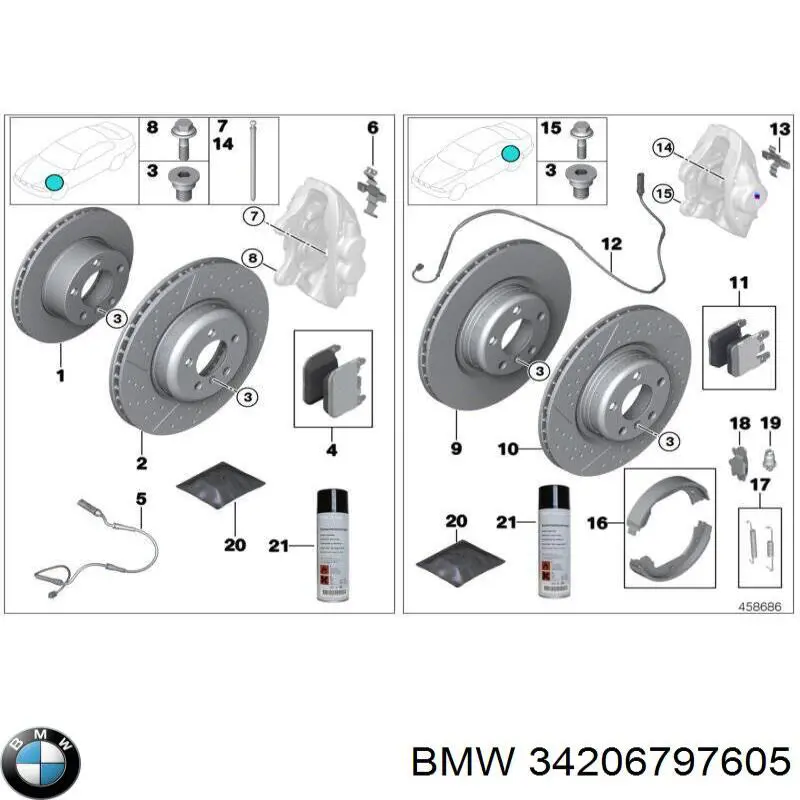 34206797605 BMW диск гальмівний задній