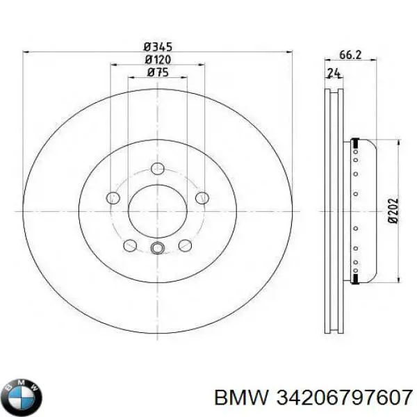 Гальмівні диски 34206797607 BMW