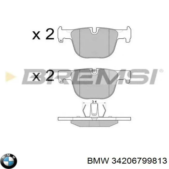 Задні гальмівні колодки 34206799813 BMW