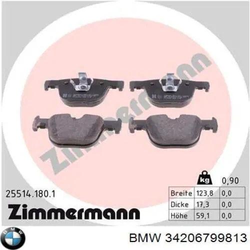 Задні гальмівні колодки BMW 34206799813 ціна, від 58.35 USD