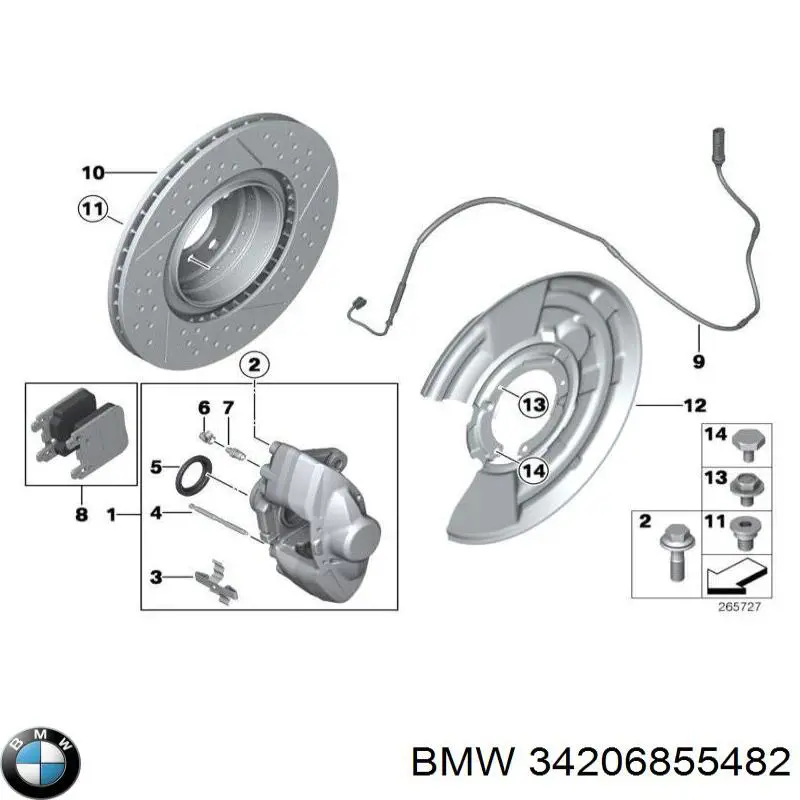 34206855482 BMW Супорт гальмівний задній правий