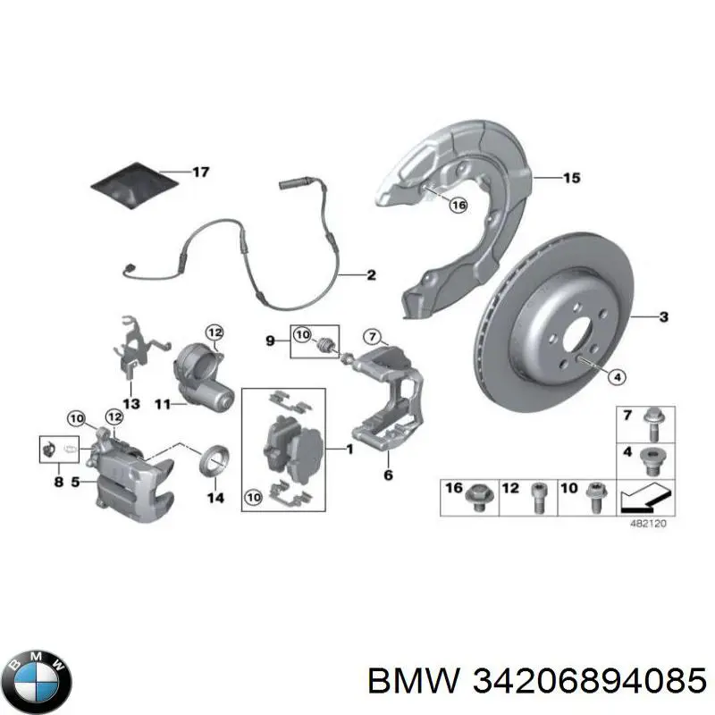 Скоба супорту заднього BMW 34206894085 ціна, від 16.47 USD