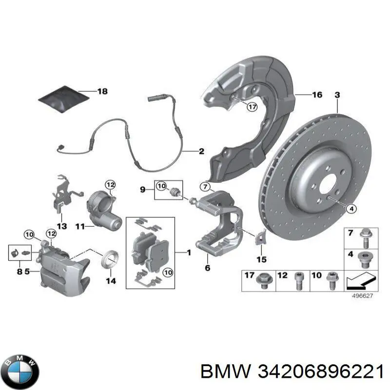 Задні дискові гальма BMW 34206896221 ціна, від 467.31 USD