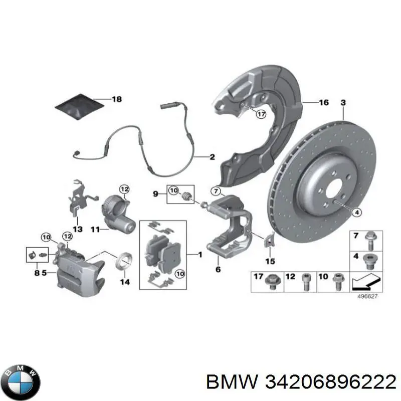 Задні дискові гальма BMW 34206896222 ціна, від 406.63 USD