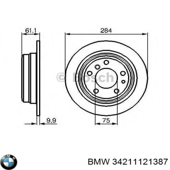 34211121387 BMW диск гальмівний задній