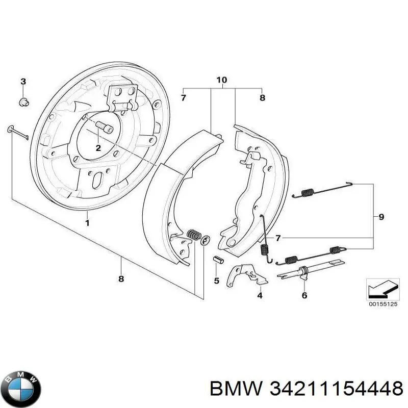 Ремкомплект гальмівних колодок BMW 34211154448 ціна, від 6.49 USD