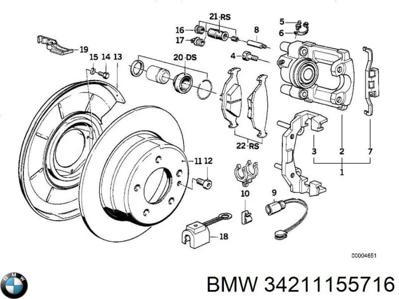 Ремкомплект супорту гальмівного заднього BMW 34211155716 ціна, від 5.97 USD