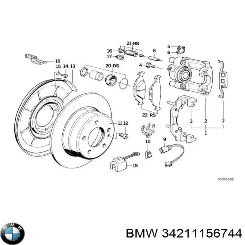 34211156744 BMW колодки гальмові задні, дискові