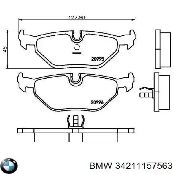 Задні гальмівні колодки 34211157563 BMW