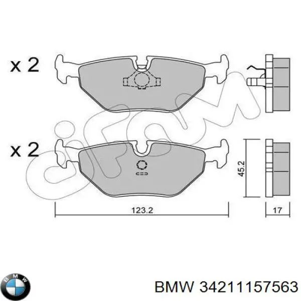 Купити 34211157563 BMW Задні колодки