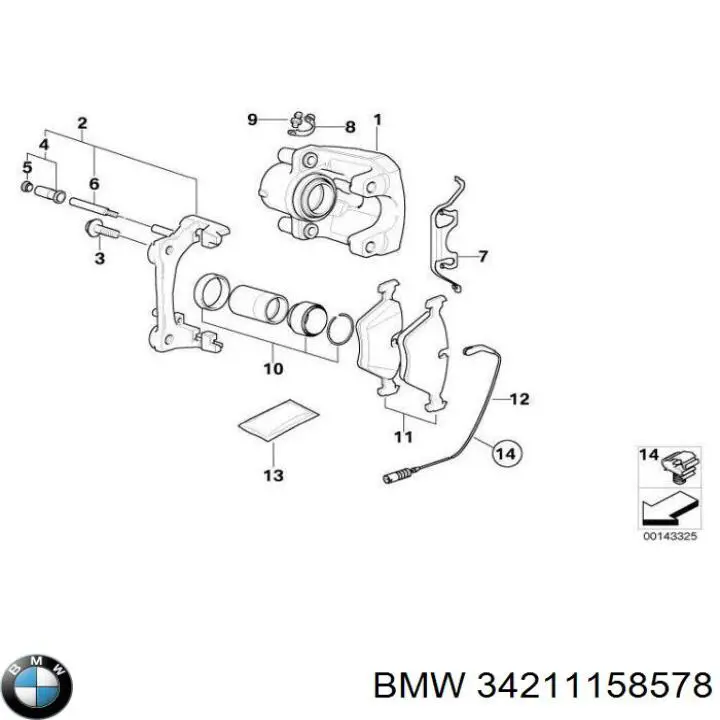 Купити 34211158578 BMW Супорт гальмівного, заднього