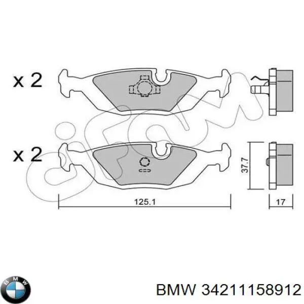 Задні дискові колодки BMW 34211158912