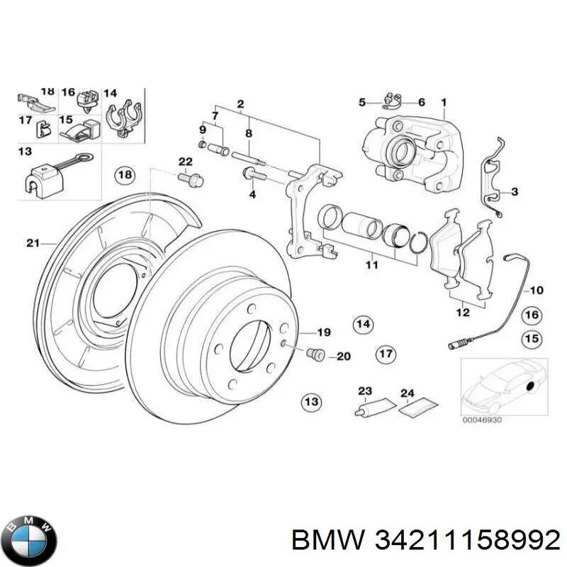 Купити 34211158992 BMW Захист гальмівного диска заднього, правого