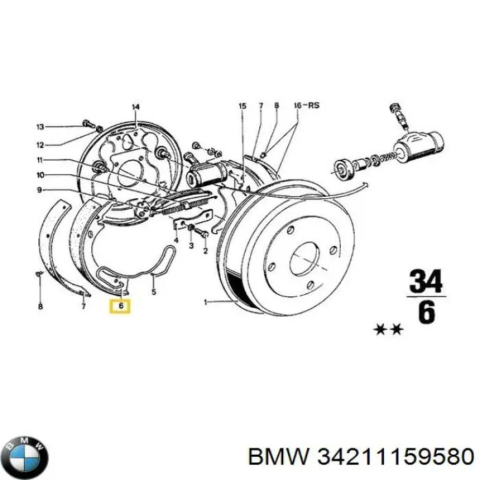 34211159580 BMW Колодки гальмівні задні, барабанні
