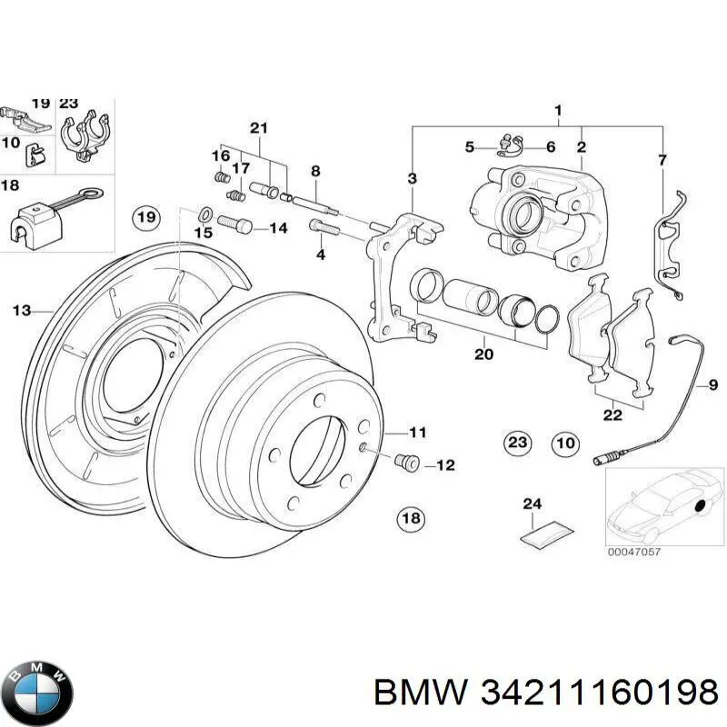 34211160198 BMW колодки гальмові задні, дискові