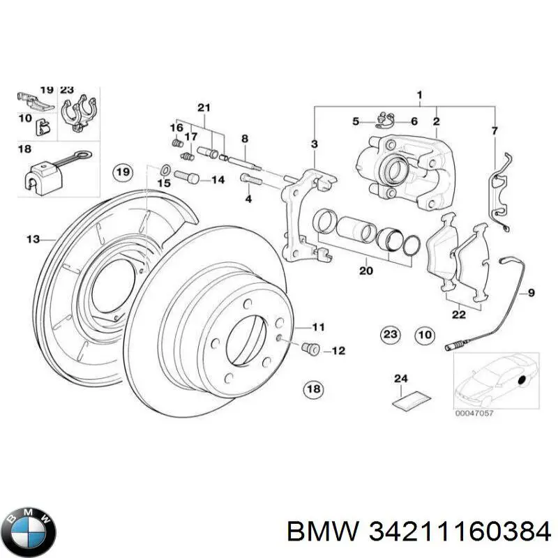 34211160384 BMW Скоба гальмівного заднього супорта