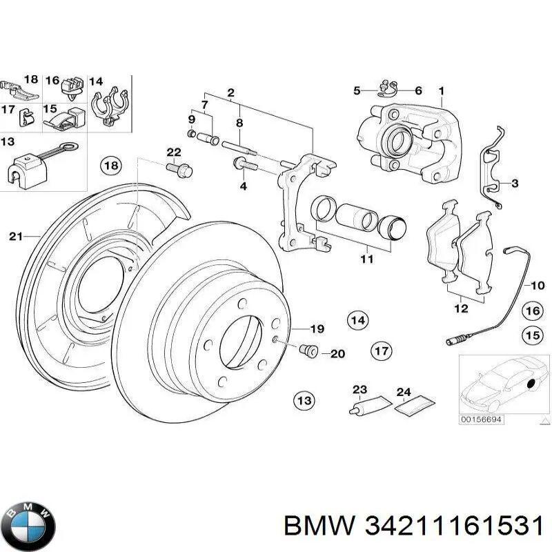 Купити 34211161531 BMW Захист гальмівного диска заднього, лівого