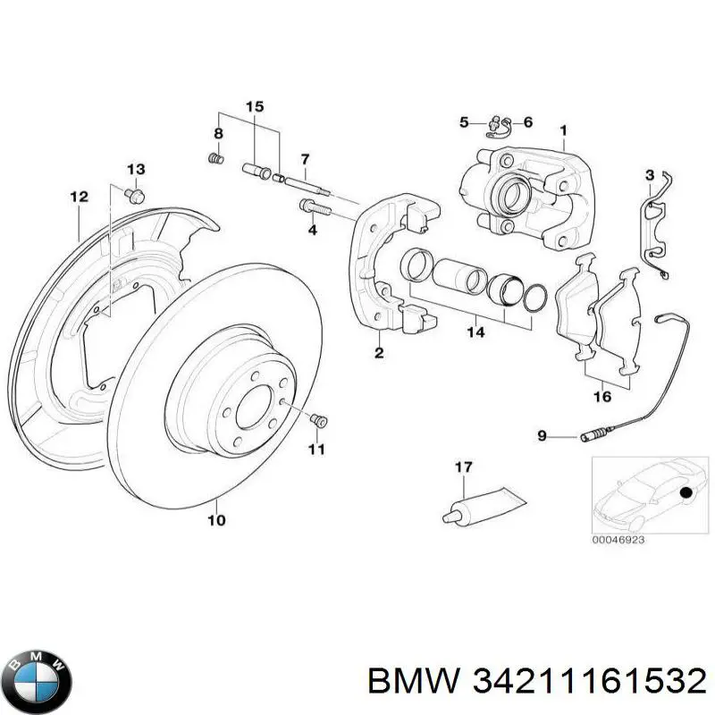 Захист гальмівного диска заднього, правого на BMW 7 (E38)