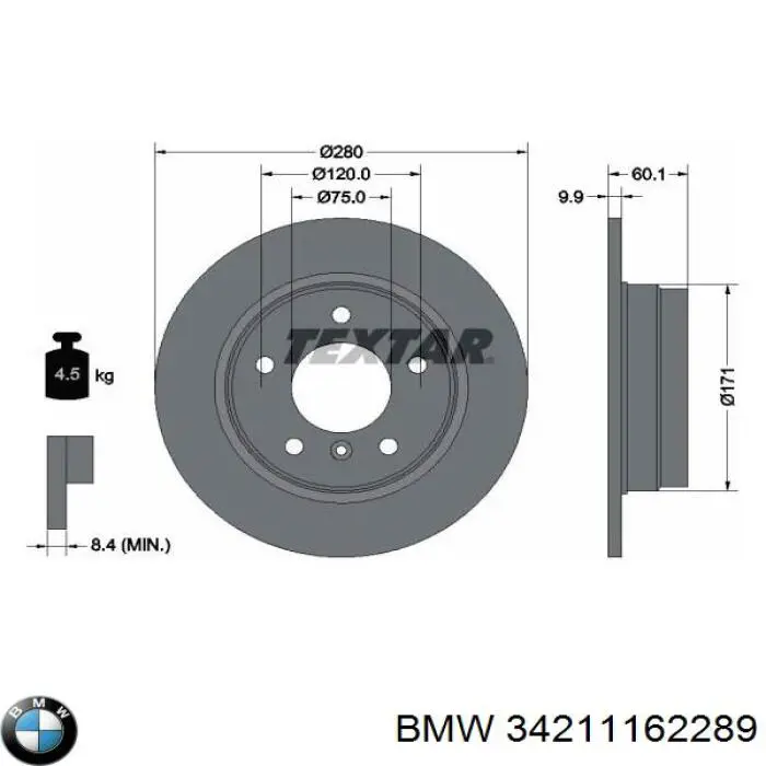 Гальмівні диски 34211162289 BMW