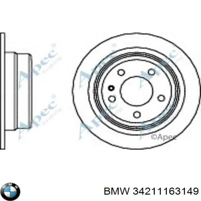 34211163149 BMW диск гальмівний задній