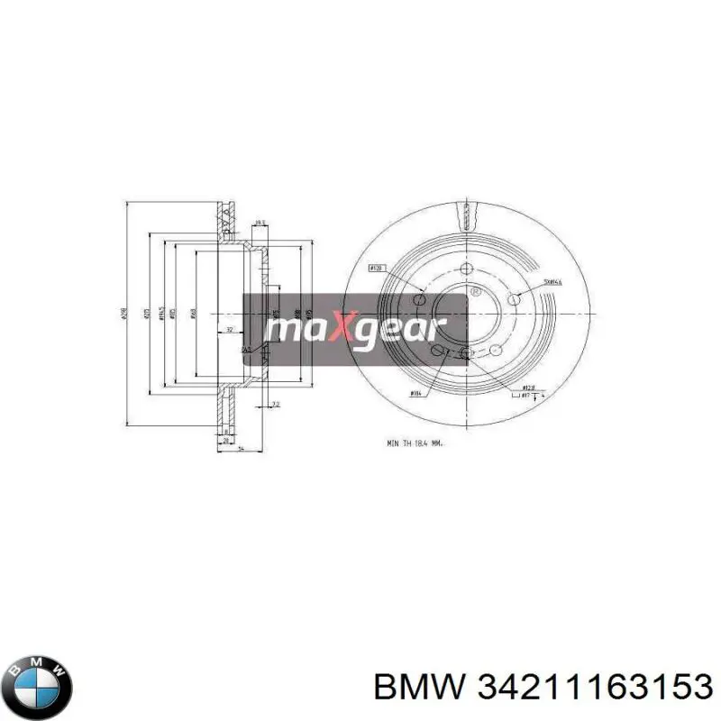 Купити 34211163153 BMW Диск заднього гальма