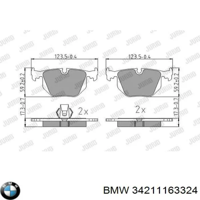 Задні гальмівні колодки BMW 34211163324 ціна, від 21.12 USD