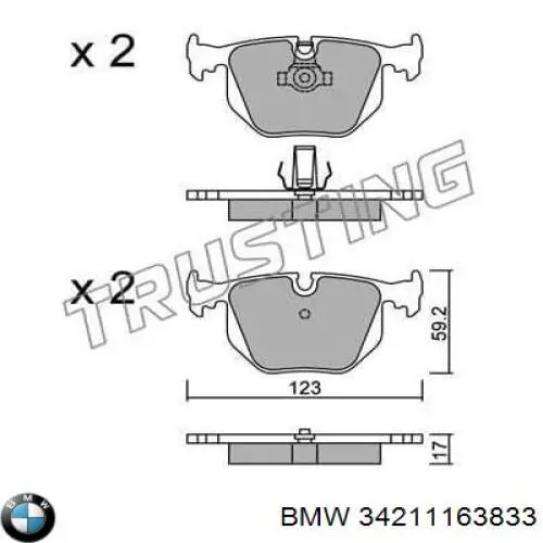 Задні дискові колодки BMW 34211163833
