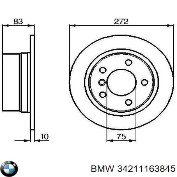 Диск гальмівний задній 34211163845 BMW