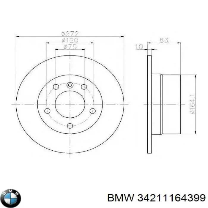Купити 34211164399 BMW Диск заднього гальма