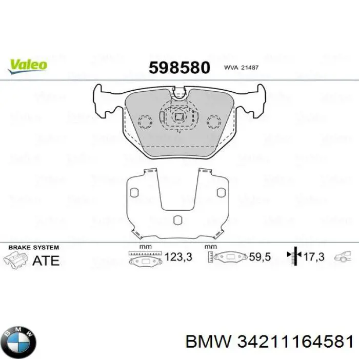 Задні дискові колодки BMW 34211164581
