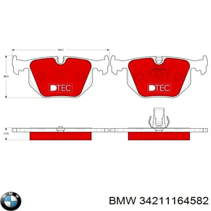 Задні гальмівні колодки 34211164582 BMW