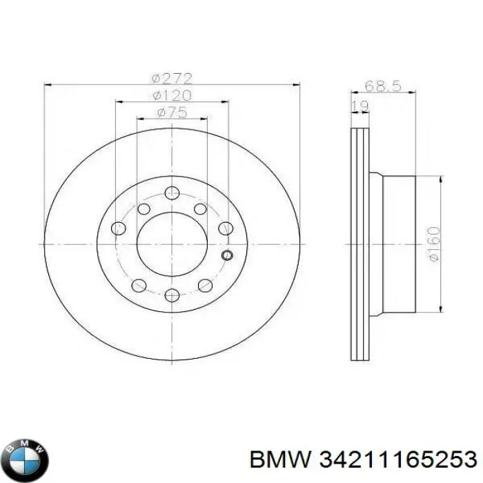 Диск гальмівний задній 34211116945 BMW