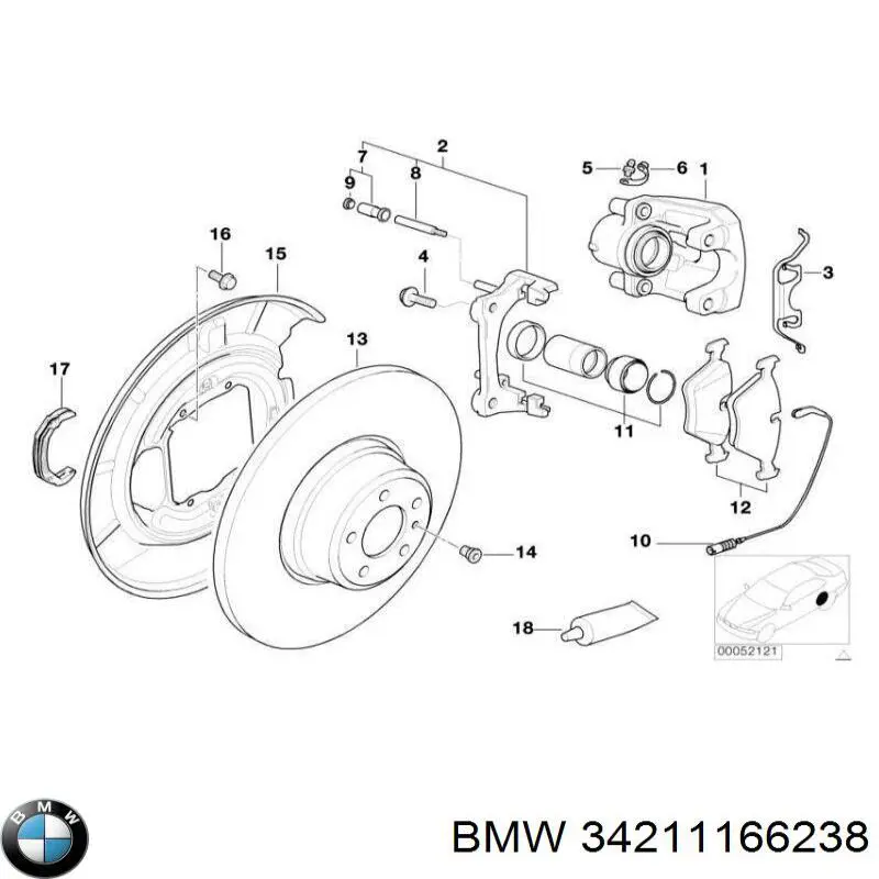 Поршень супорту гальмівного, заднього BMW 34211166238 ціна, від 36.96 USD