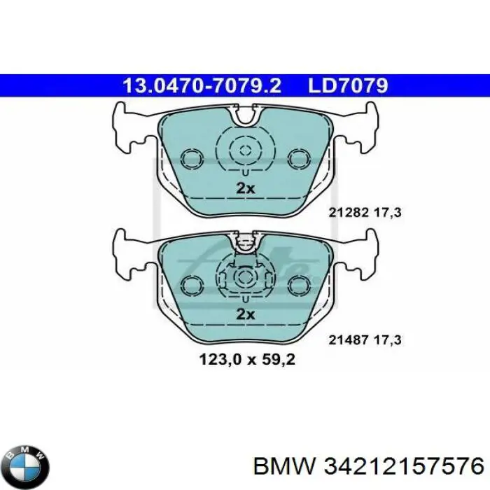 34212157576 BMW колодки гальмові задні, дискові