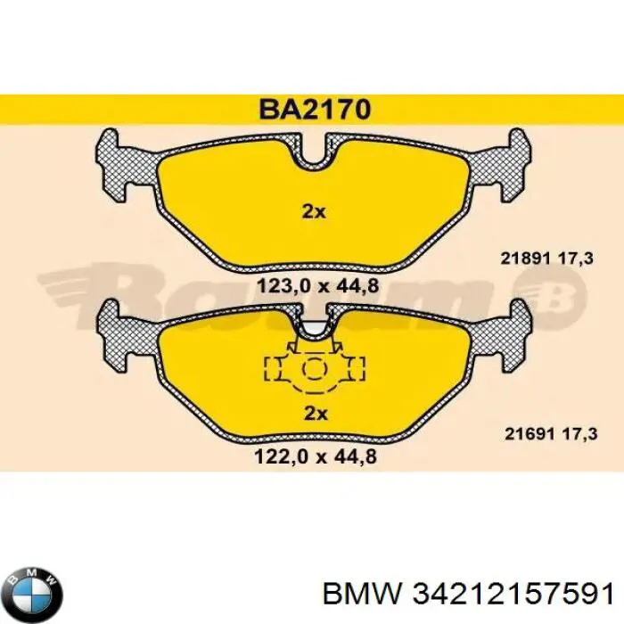 Гальмівні колодки BMW 34212157591 ціна, від 16.99 USD