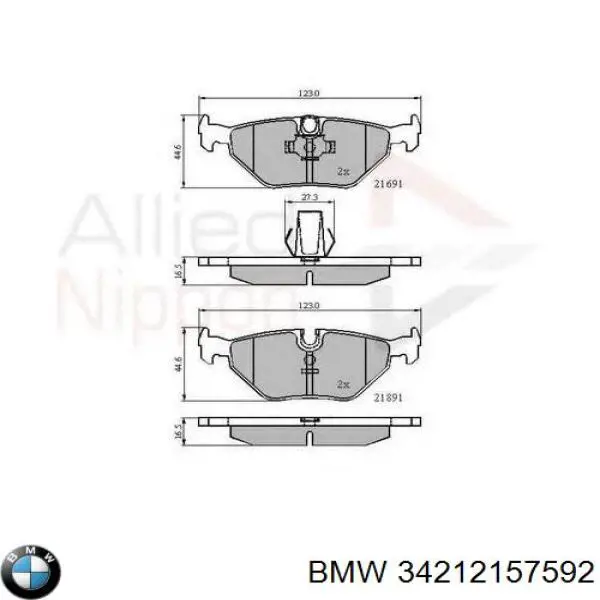 Задні гальмівні колодки BMW 34212157592 ціна, від 16.54 USD