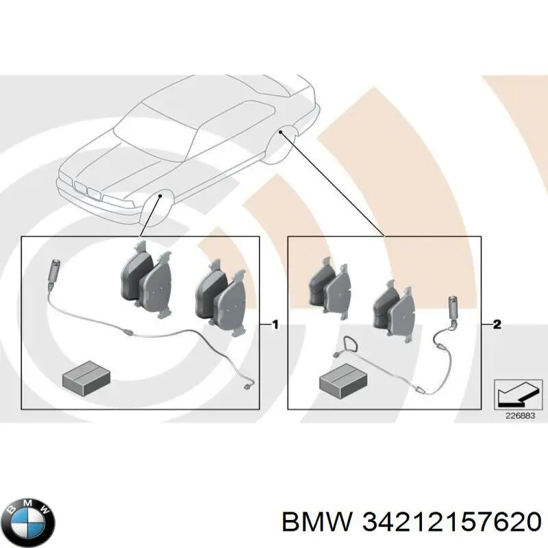 34212157620 BMW колодки гальмові задні, дискові