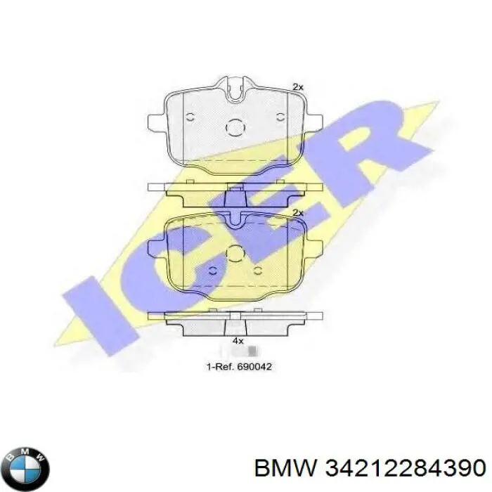Задні гальмівні колодки 34212284390 BMW