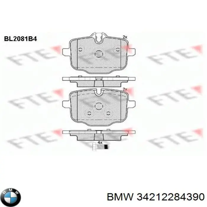 Задні гальмівні колодки BMW 34212284390 ціна, від 68.60 USD