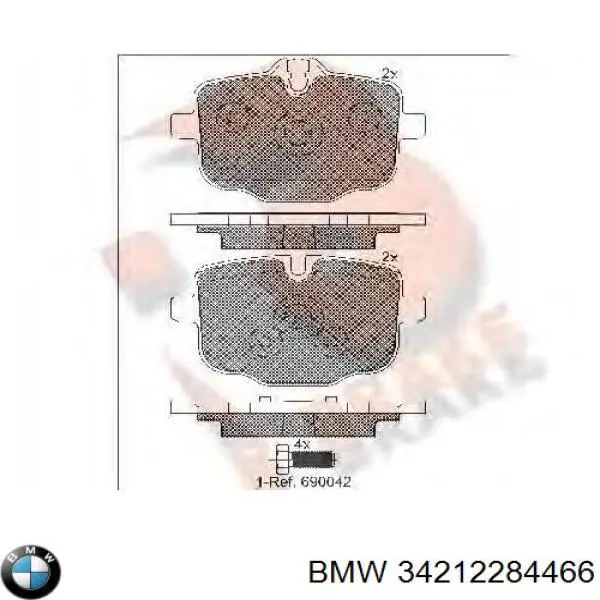 Задні гальмівні колодки BMW 34212284466 ціна, від 74.22 USD